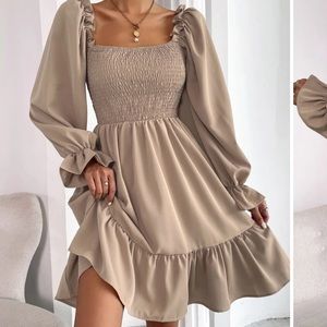 Square neck ruffle hem dress